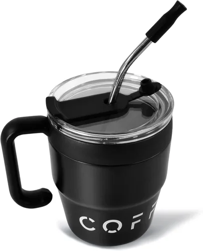 Miniatura 8 de CHLJAR Taza de café aislada con asa, bonita taza de viaje de 14 onzas, taza de café de acero inoxidable al vacío para mantener las bebidas calientes