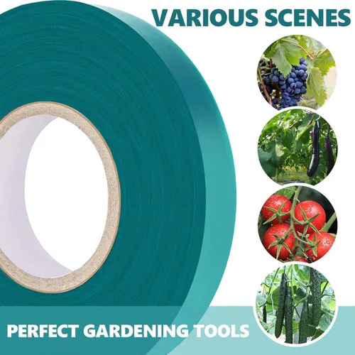Miniatura 6 de Cinta de amarre de jardín de 0.45 pulgadas y 290 pies, rollo de cinta elástica para plantas, resistente cinta de plantas de PVC verde jardín