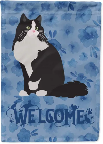 Miniatura 18 de Caroline's Treasures CK5047CHF Ojos Azules - Bandera de bienvenida con diseño de gato para casa de porche, grande, para colgar en la pared
