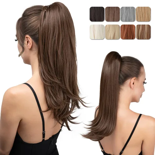 Miniatura 24 de Extensión de cola de caballo con clip de 18 pulgadas, extensiones de cabello de cola de caballo para mujeres, pieza de cabello de cola de caballo
