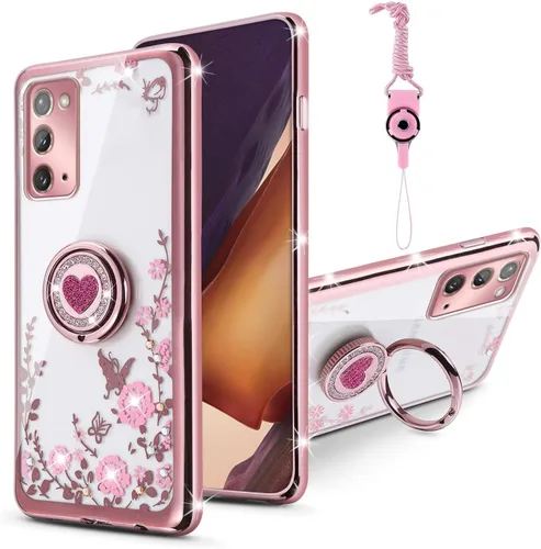 Miniatura 15 de Funda protectora para Note 10 Plus, Galaxy para mujer, con purpurina, cristal, mariposa, corazón, floral, delgada, de TPU para niñas, con soporte