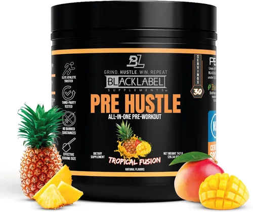 Miniatura 16 de BLACKLABEL Supplements PRE Hustle V3 Polvo de preentrenamiento – Certificado NSF para deporte – Energía, fuerza y resistencia – Blue Razz
