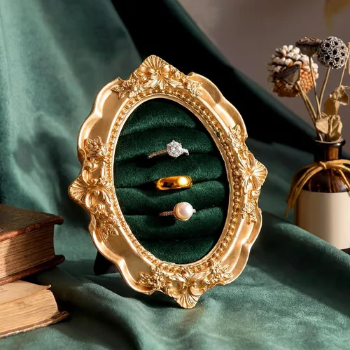 Miniatura 20 de Liliaafar Soporte de anillo vintage rectangular plateado soporte de exhibición para aretes, bandeja de exhibición de aretes, aniversario