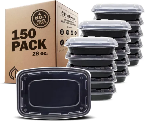 Miniatura 10 de Freshware - Recipientes para comida preparada, 150 unidades, 1 compartimento para almacenar comida, contenedores con tapas, caja Bento, libre