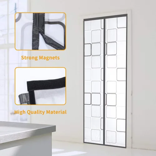 Miniatura 5 de Cortina de puerta aislada, cubierta magnética térmica para puerta, pantalla magnética de privacidad con cierre automático, manos libres para patio