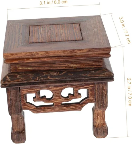 Miniatura 6 de Yardwe Soporte de maceta de madera, base cuadrada, adorno de oficina, soporte multifuncional