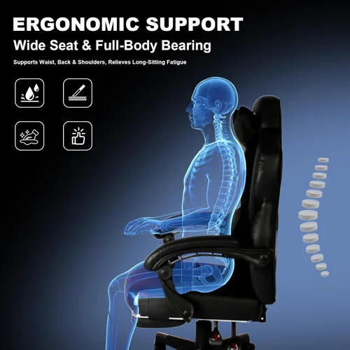 Miniatura 4 de Vigosit Silla de juegos Pro, sillas ergonómicas para juegos para adultos y personas pesadas, silla reclinable de masaje para escritorio de oficina