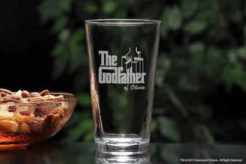 Miniatura 4 de The Godfather Pint & Godmother - Juego de copas grabadas para vino sin tallo con tu texto personalizado, cristalería hecha a mano, regalo