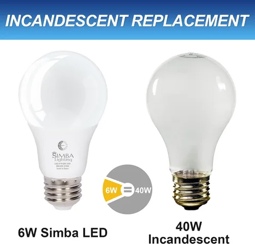 Miniatura 6 de Simba Lighting LED A19 Dusk to Dawn 6W 120V Outdoor Bulbs E26 2700K, 2 Pack With Photocell Sensor Smart Auto On and Off, 40W Replacement for