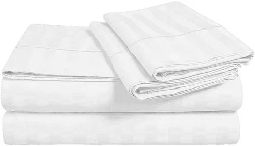 Miniatura 15 de Juego de sábanas y fundas de almohada de 6 piezas, 100% algodón, juego de sábanas de rayas de agua individual incluye 4 fundas de almohada, 1 sábana