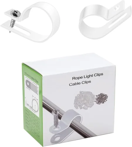 Miniatura 10 de Paquete de 50 clips para luz de cuerda de 1/2 pulgada, clips para cable y alambre con abrazadera, clips de montaje estilo P con tornillos de acero