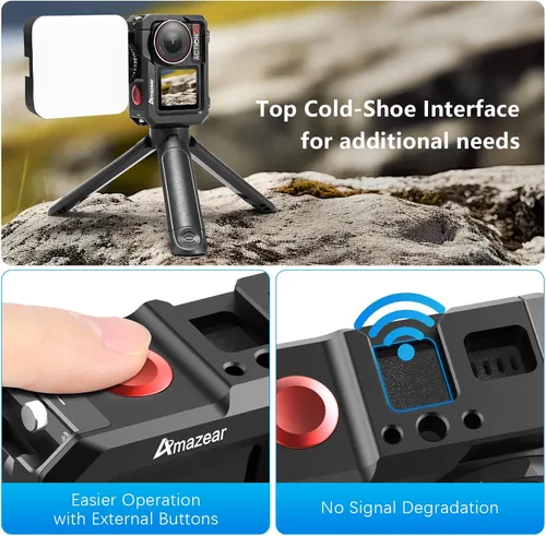 Miniatura 5 de AMAZEAR Jaula de metal para DJI Osmo Action 5 Pro, DJI Action3/4/5 Pro Premium Accessories Funda protectora multifunción carcasa de aluminio