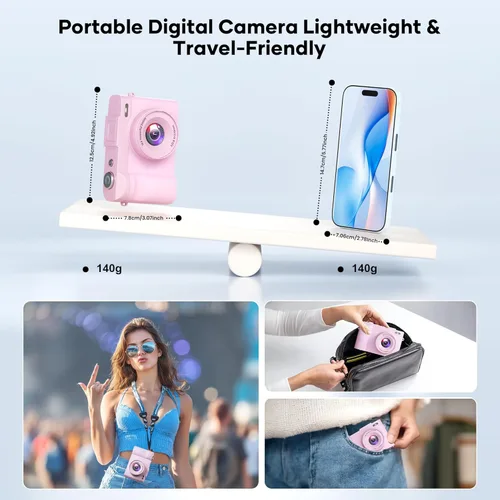 Miniatura 7 de Cámara digital 4K para fotografía con enfoque automático, cámara compacta de 50 megapíxeles con pantalla giratoria de 180°, zoom digital 16X, cámara