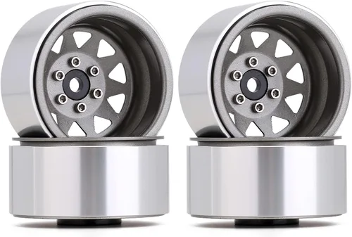 INJORA 1.9 Beadlock Buje de llanta de 4 piezas de llantas de metal para 1/10 RC Crawler Car TRX4 Axial SCX10 90046 VP VS4-10 Redcat Gen 8 7 (gris)