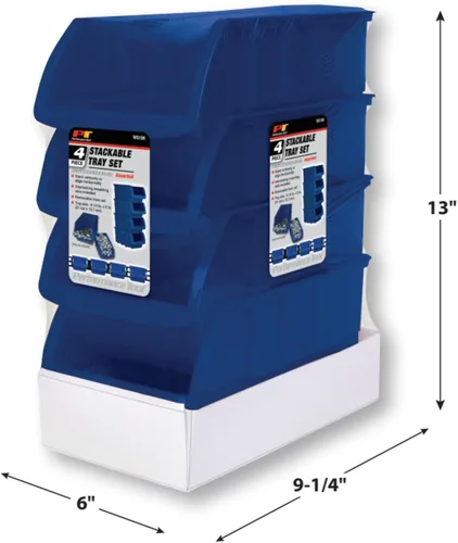 Miniatura 2 de Performance Tool W5196 Bandejas de almacenamiento grandes apilables de 4 piezas (9.25 x 6 x 5 pulg.)