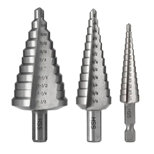 Miniatura 9 de HSS 7/8-1-3/8 Brocas de acero de alta velocidad, doble flauta grande Unibit para perforación de agujeros en hierro, cobre, aluminio, madera, plástico