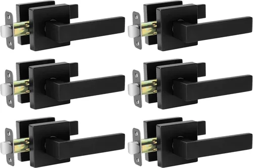 Miniatura 8 de AEEKEL - Juego de 2 manijas de puerta interior, color negro mate, cuadradas, sin bloqueo, para pasillo o armario, manijas de puerta resistentes sin
