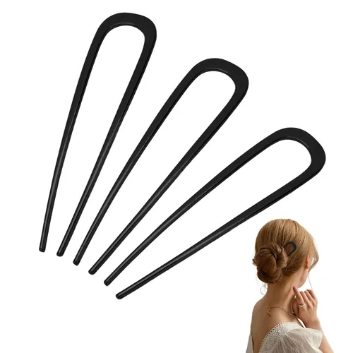 3 horquillas de metal para el pelo francés, para mujer, horquillas para moños, accesorios metálicos para el cabello (negro)