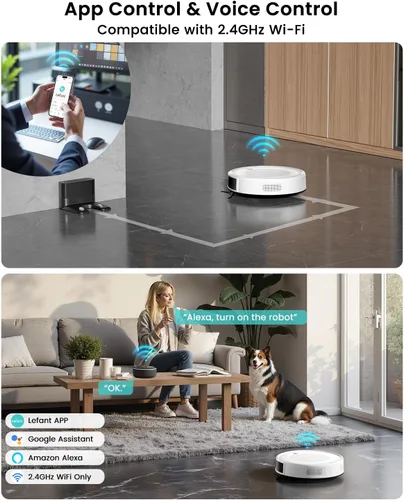 Miniatura 8 de Lefant M310 Ultra Robot Vacuum and Mop, 6000Pa Suction-Slim Robotic Cleaner with ToF LiDAR Navigation, Accurate Obstacle Avoidance, WiFi/App/Alexa