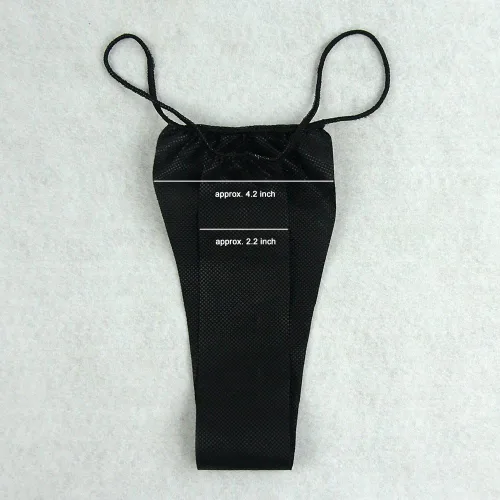 Miniatura 5 de Paquete de 100 tangas desechables para bronceado esterilizante, envueltas individualmente, color negro, Negro