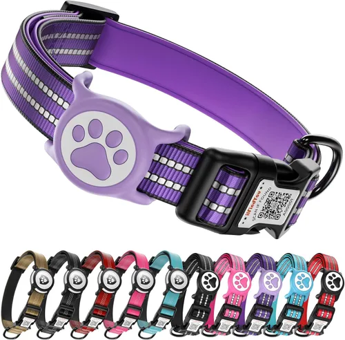 Miniatura 12 de Collar de Perro AirTag para Perros Grandes, Collar de Perro con AirTag de Apple Resistente al Agua IP68 con Soporte para AirTag, Reflectante, azul
