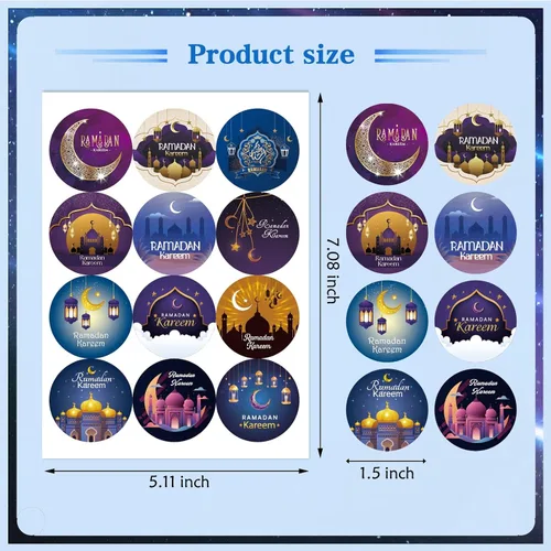 Miniatura 3 de 192PCS Eid Al Adha Pegatinas, Eid Mubarak Pegatinas Ronda Ramadán Regalo Etiqueta Etiqueta Engomada رالرارارارراررارررارر الراررال الرال الرال