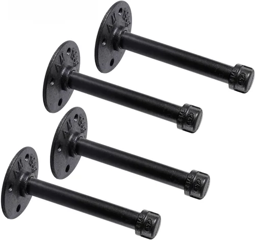 Miniatura 16 de Soportes industriales de tubo de hierro negro de 1/2 pulgada, soporte rústico para colgar en la pared, soportes de tubo personalizados para estantes