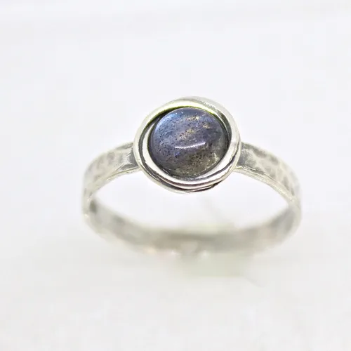 Miniatura 74 de Anillo de plata de ley con piedras preciosas para mujer, anillo apilable de piedra martillada, anillo de piedra natal