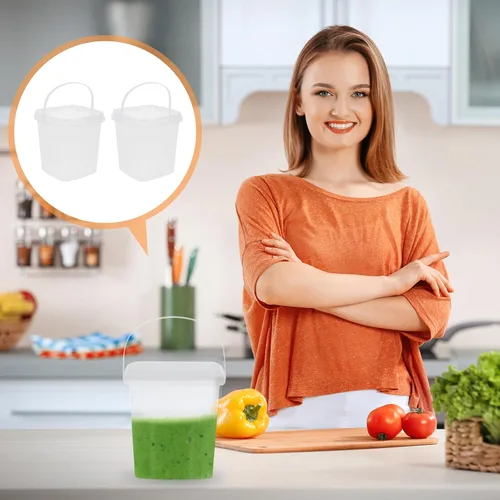 Miniatura 6 de Mipcase Cubos cuadrados transparentes de 4.72 pulgadas de grado alimenticio con tapa y asa, paquete de 6 – Mini recipientes reutilizables