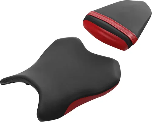 Miniatura 12 de TCT-MOTORPARTS Fundas de asiento delantero y trasero de motocicleta para Yamaha YZFR6 YZF R6 YZF-R6 2006-2007 (negro y rojo #1)