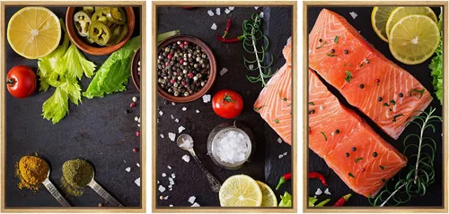 Miniatura 70 de wall26 Lienzo enmarcado para pared, juego de arte de hierbas, verduras y condimentos en madera, alimentos, fotografía cultural, realismo, paisaje