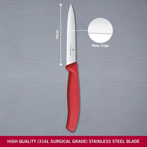 Miniatura 2 de Victorinox VIC-6.7731 Swiss Classic Paring Hoja de punta de lanza dentada de 4 pulgadas de ancho en el mango rojo