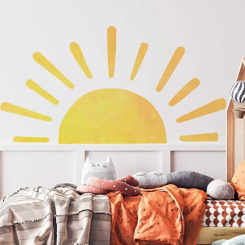 45.6 x 23.8 pulgadas, diseño bohemio de medio sol, calcomanías de pared removibles para pared, vinilo para despegar y pegar, calcomanías de medio