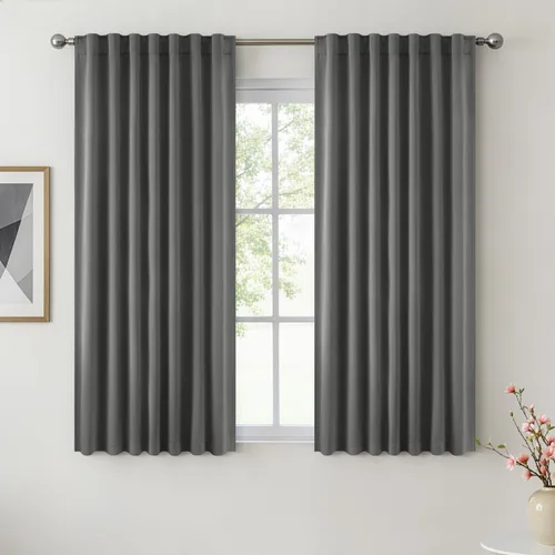 Miniatura 27 de ANRODUO Juego de 2 cortinas con bloqueo de luz del 99%, cortinas de 84 pulgadas de largo, cortinas negras para dormitorio, cortinas con aislamiento