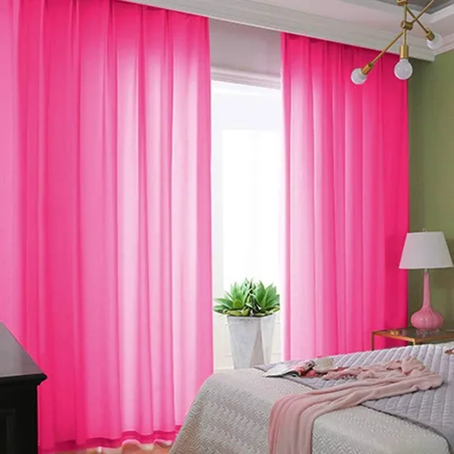 Miniatura 24 de ShinyBeauty Cortinas de gasa rojas de 84 pulgadas de largo, paquete de 2 cortinas transparentes de 29 x 84 pulgadas, 2 paneles de cortinas de gasa