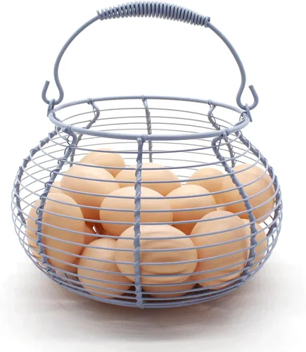Miniatura 4 de CVHOMEDECO. Elegante cesta de huevo de alambre con asa de natación Primitives Vintage Gathering Basket. Negro