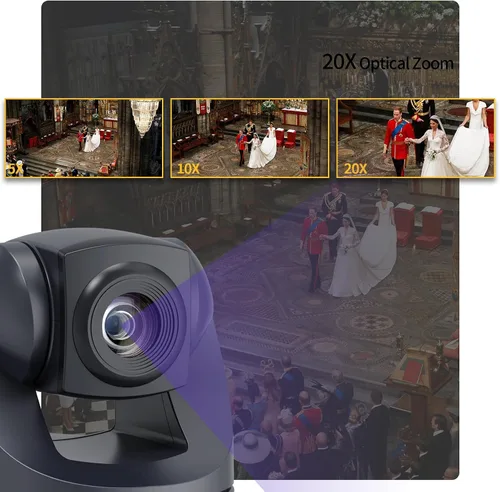 Miniatura 3 de Cámara PTZ 4K 20X, HDMI USB cámara de videoconferencia Webcam transmisión en vivo para adoración de iglesia/eventos servicios/educación, funciona