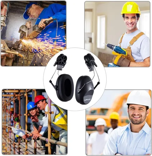 Miniatura 6 de Casco con cancelación de ruido, orejeras acoplables, bloqueo de sonido, protección auditiva para sitios de construcción, adaptadores