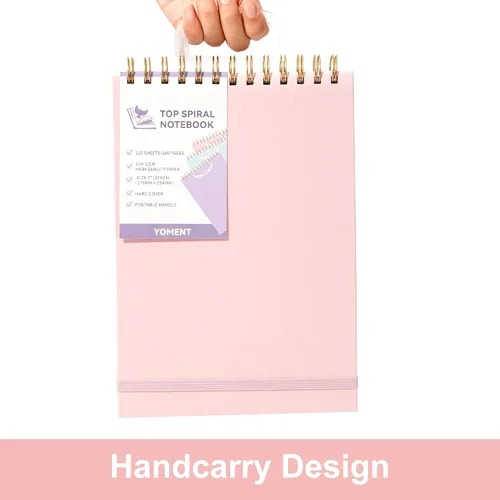 Miniatura 4 de Yoment Cuaderno de espiral superior, blocs de estenografía de tapa dura, 240 páginas, cuadernos de espiral encuadernados en la parte superior, Rosado