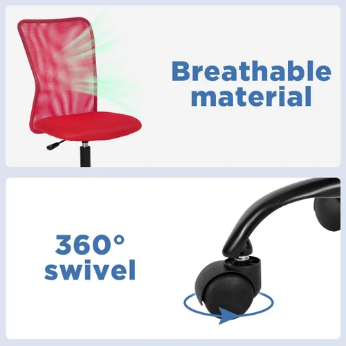 Miniatura 7 de FDW Silla de Oficina para el Hogar Respaldo Medio Silla de Escritorio de Malla Sin Brazos Computadora Ergonómica Tarea Rodante Giratoria Silla Rojo