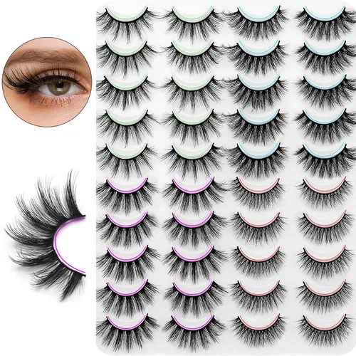 Miniatura 2 de DYSILK - 20 pares de pestañas postizas 6D de imitación de visón, impresionantes, largas, hechas a mano, aspecto natural, reutilizables, gruesas