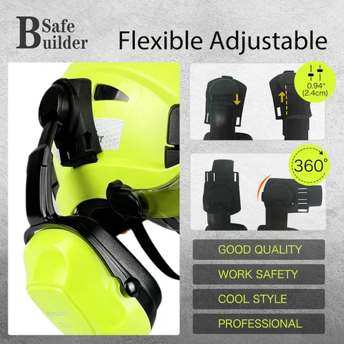 Miniatura 5 de SAFEBUILDER Casco de Seguridad Industrial con Visera Orejeras Casco Duro con Visera Cascos Duros Ventilados Trabajo de Construcción Protección