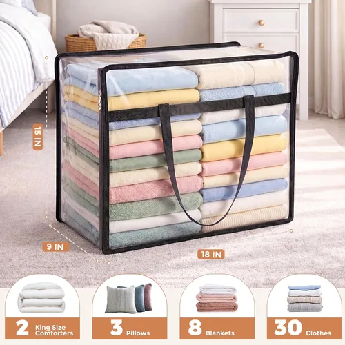 Miniatura 2 de Bolsas de almacenamiento Budding Joy con cierre transparente para ropa, organizadores de armario de 40L y contenedores de almacenamiento, bolsa