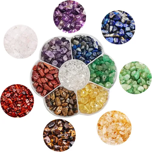 Miniatura 8 de GangGangHao - 1888 cuentas de piedra natural de aproximadamente 17.64 oz, piedras preciosas irregulares de cristal curativo, agujero de cuentas