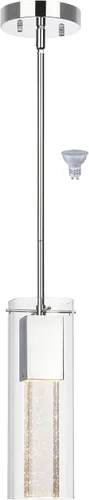 Miniatura 9 de XiNBEi Lighting Lámpara colgante, moderna cocina negra colgante colgante de iluminación con vidrio cuadrado y bombilla LED XB-P1110-SQ-MB