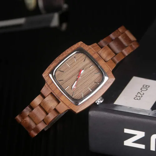 Miniatura 6 de Tiong Brand Wooden Watches Mens with Handmade Colorful Bamboo Wood Watch Analog Date Quartz Wooden Watch for Men
