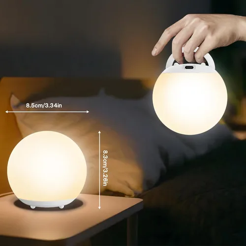 Miniatura 8 de Luz nocturna para bebé, luz nocturna recargable con control táctil con atenuación continua y cambio de color 7 RGB, luz suave y portátil para huevos