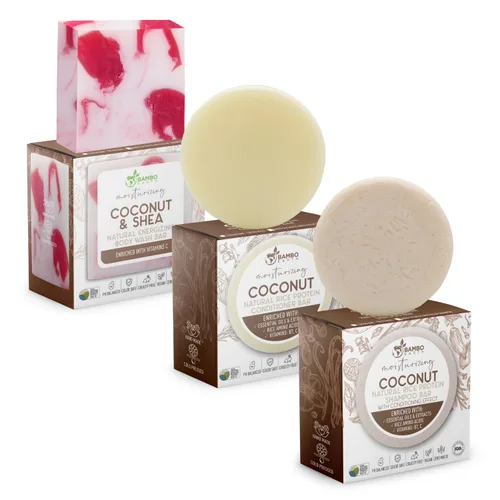 Miniatura 9 de Paquete de champú, acondicionador y gel de baño de proteína de arroz sólido Champú, acondicionador y barras de lavado para cabello y cuerpo