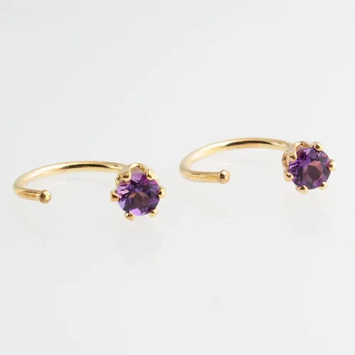 Miniatura 27 de Half Huggie Birthstone Gold Hoop Earrings for Women Tiny Cartilage Stud Piercing Earring Hypoallergenic Earring Screw Back Dainty Hug