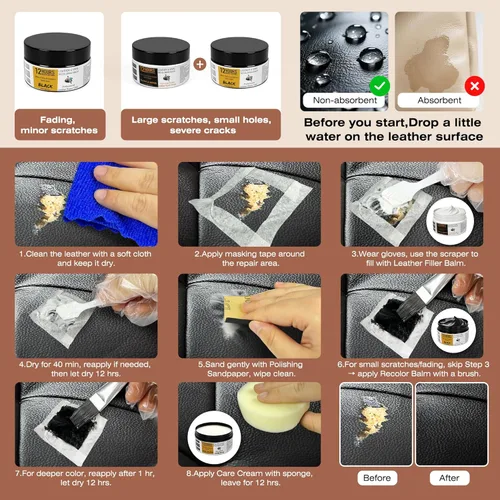 Miniatura 3 de Kit de reparación de cuero de secado rápido 12H, Beige